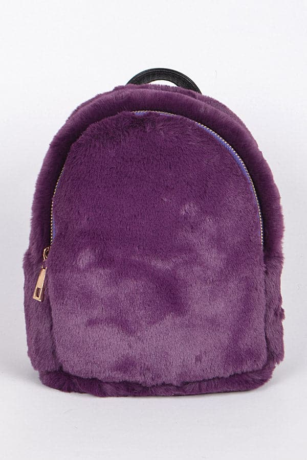 Pack of 3 Glitzy 1066 Violet Faux Fur Backpacks