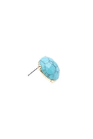 Set of 6 Faceted Natural Turquoise Stone Post Earrings for Jewelry Lovers