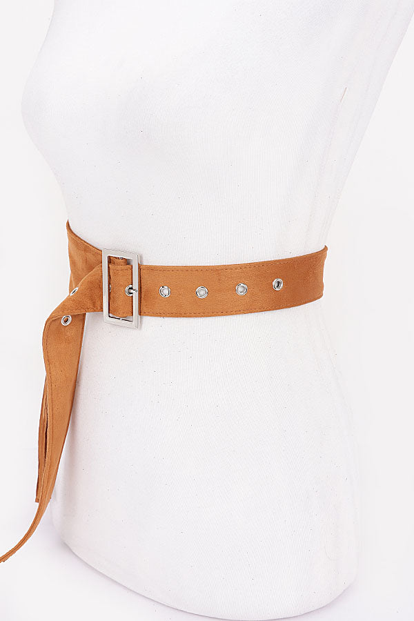 Set of 6 Faux Suede Fringe Belts in Classic Black Color (Product Code 0588)