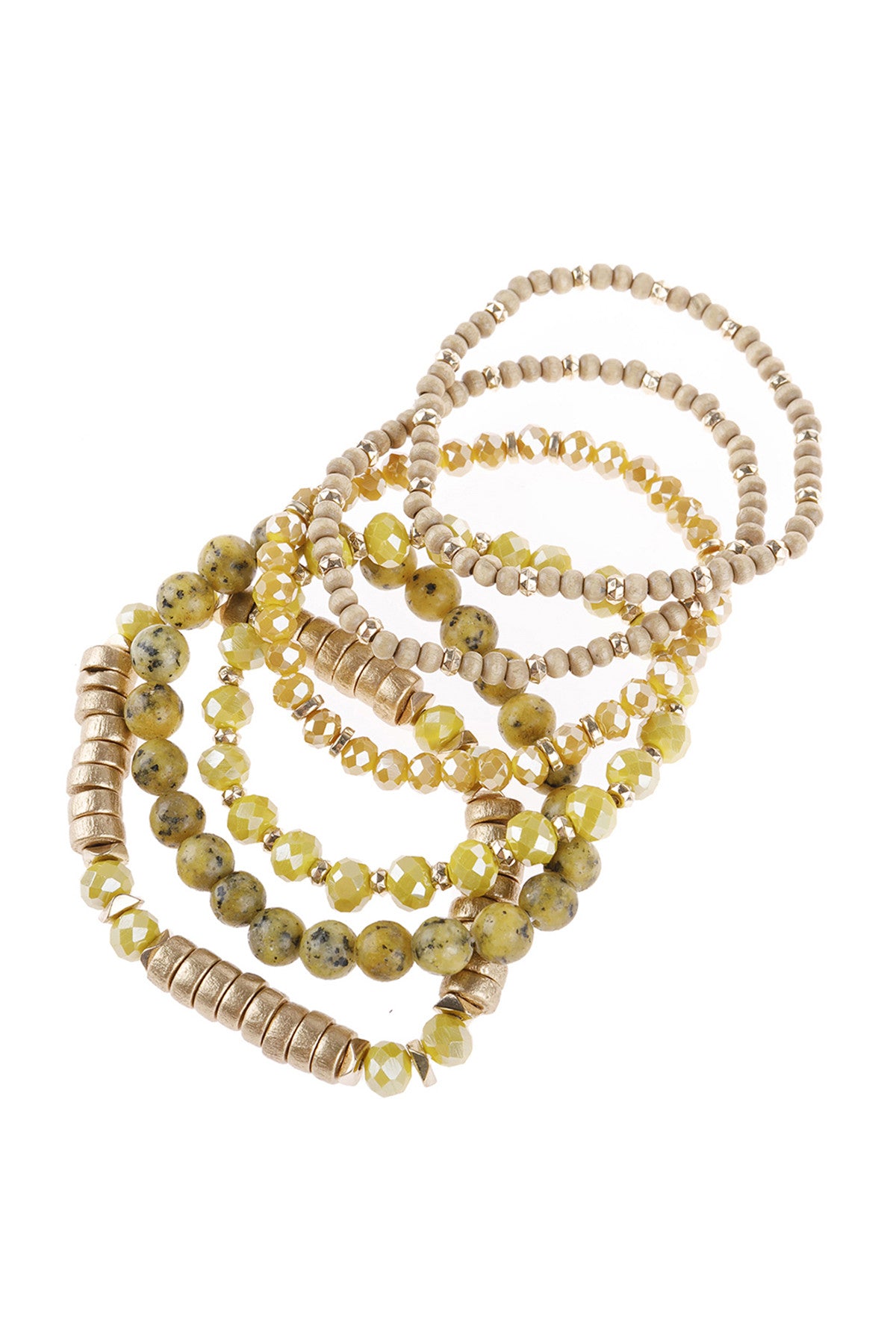 Mustard Color Stackable Charms Bracelet Set - Pack of Six Pieces