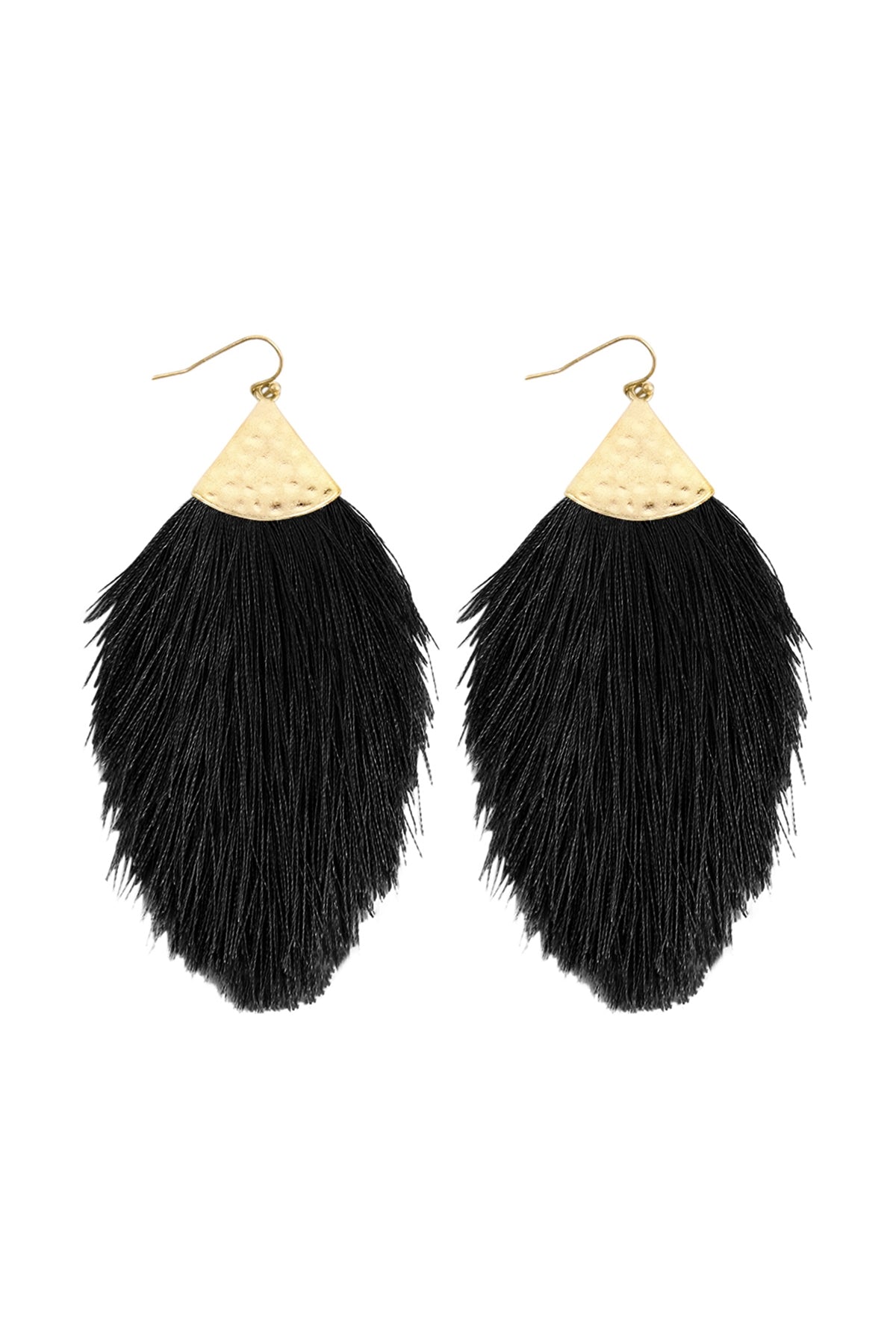 Set of 6 Black Tassel Dangle Earrings with 3 - inch Drop