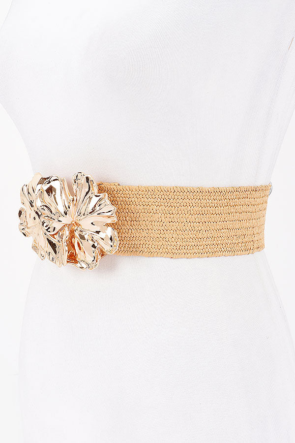 Ivory Metal Buckle Stretch Plus Size Belt - Pack of 6 Pieces