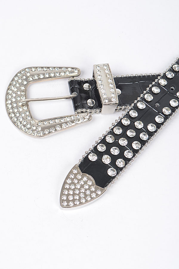 Set of 6 Stylish 7258 White Multi - Metal Stone Studded Belts
