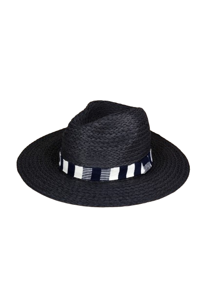 Pack of 6 Multicolor Stripe Black Paper Straw Hats