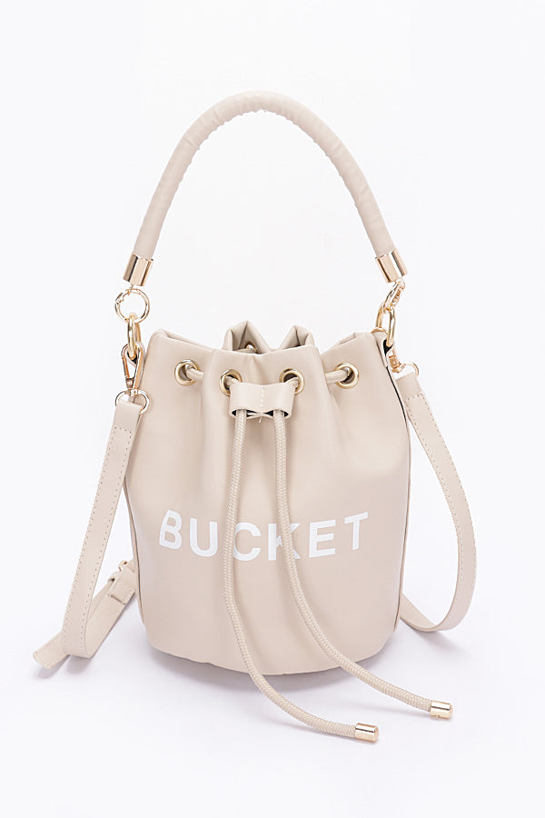 Beige Faux Leather Bucket Bags - Set of 3