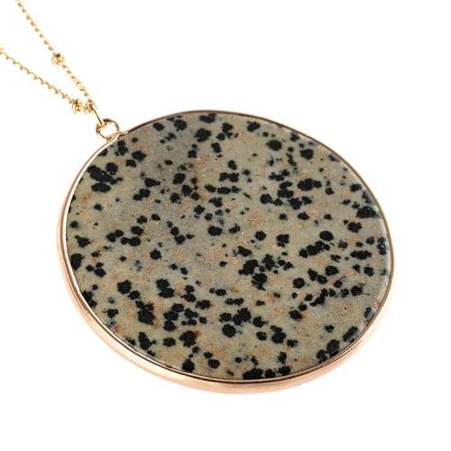 Set of 6 Brown Circular Stone Pendant Necklaces - Ideal Jewelry Accessory