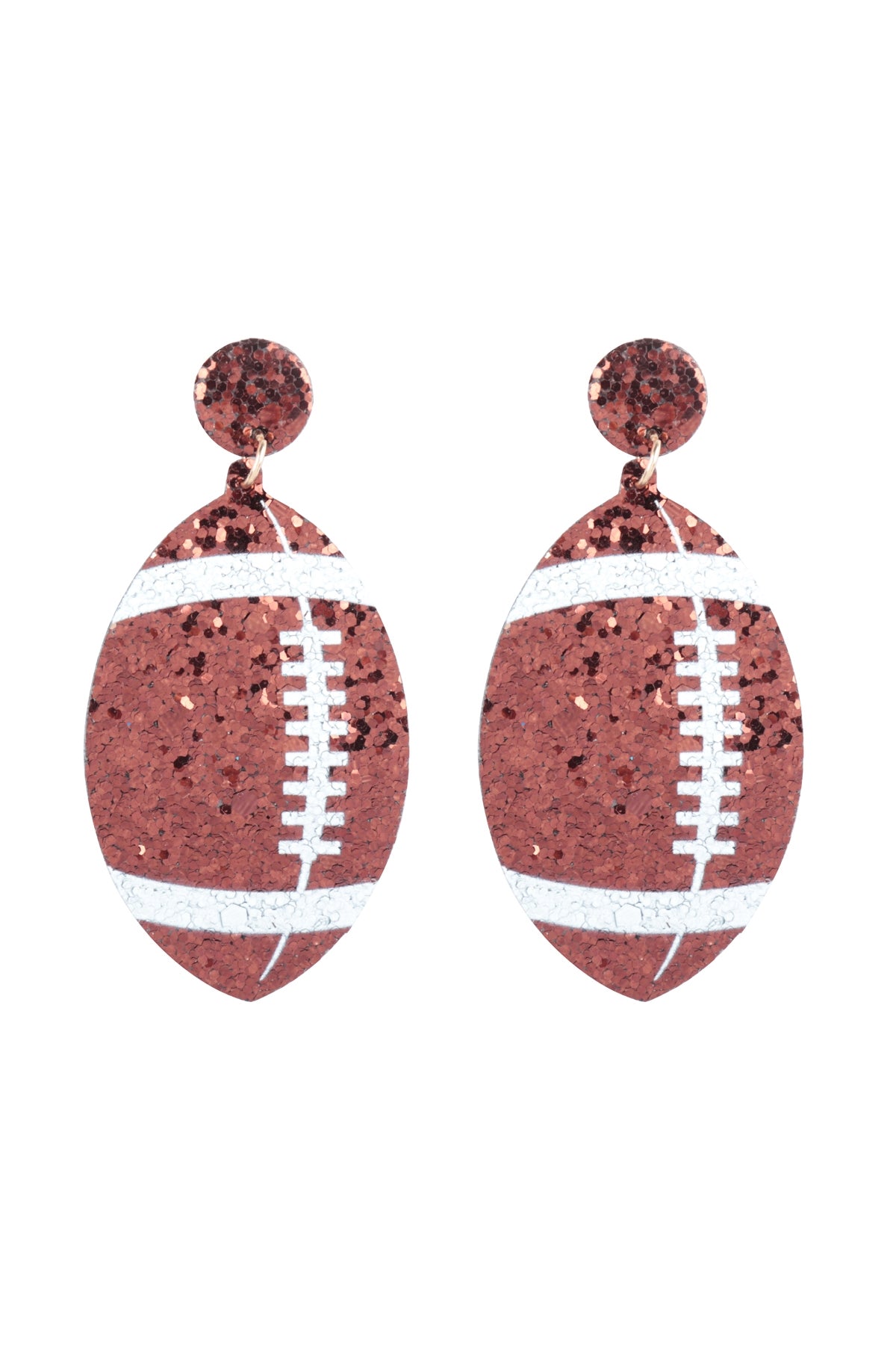 Set of 6 Glittery Leather Football Gameday Drop Earrings