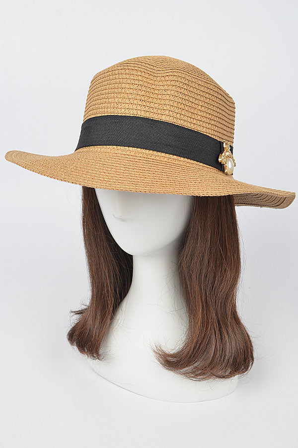 Set of 6 Stylish 4361 White Faux Straw Hats