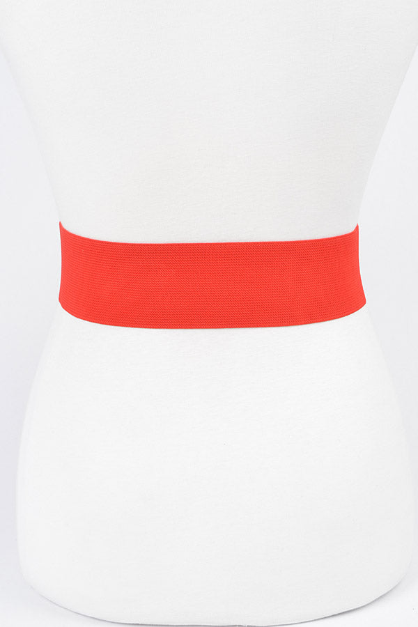 Pack of 6 Satin Elastic Big Flower White Belts