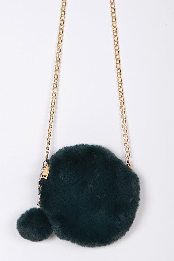 Set of 3 - Stunning 3736 Green Circle Faux Fur Clutches