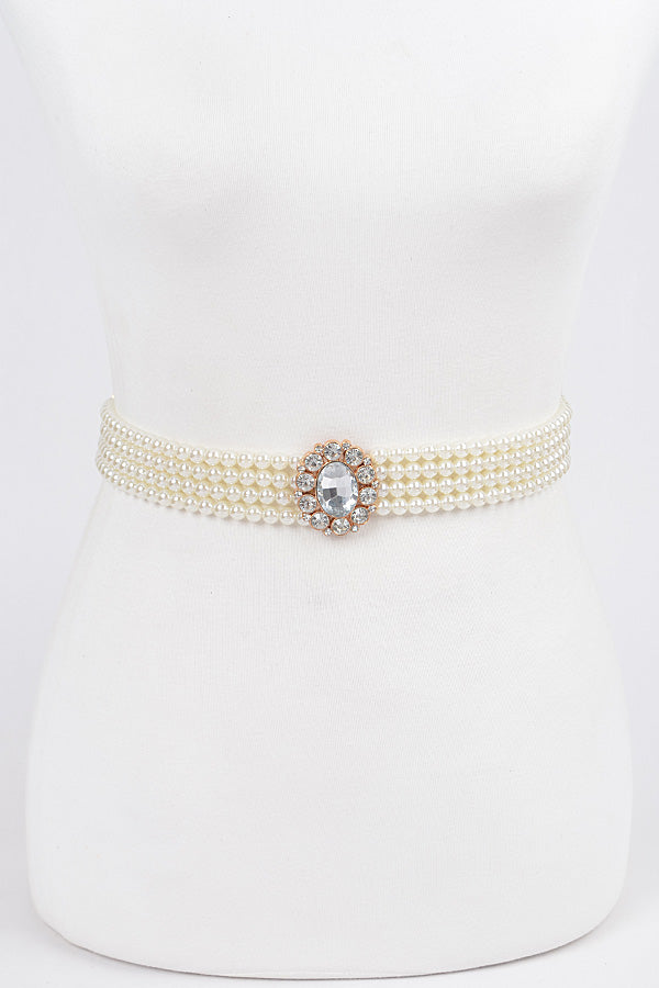 Pack of 6 Faux Pearl Stretch Belts in Ivory Color - Product 8648