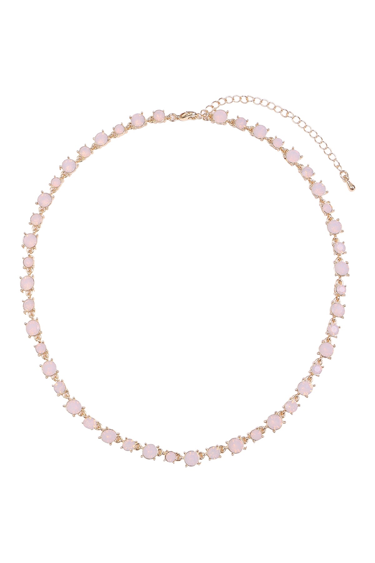Pack of 6 Pink Bold Round Rhinestone Crystal Necklaces