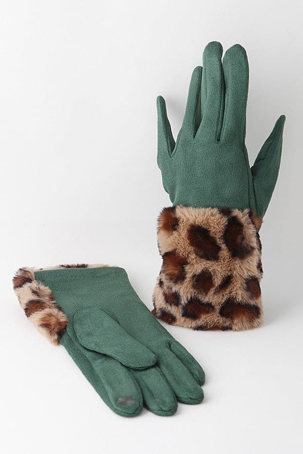 Set of 6 Cross Plaid Gloves in 081 Green Color