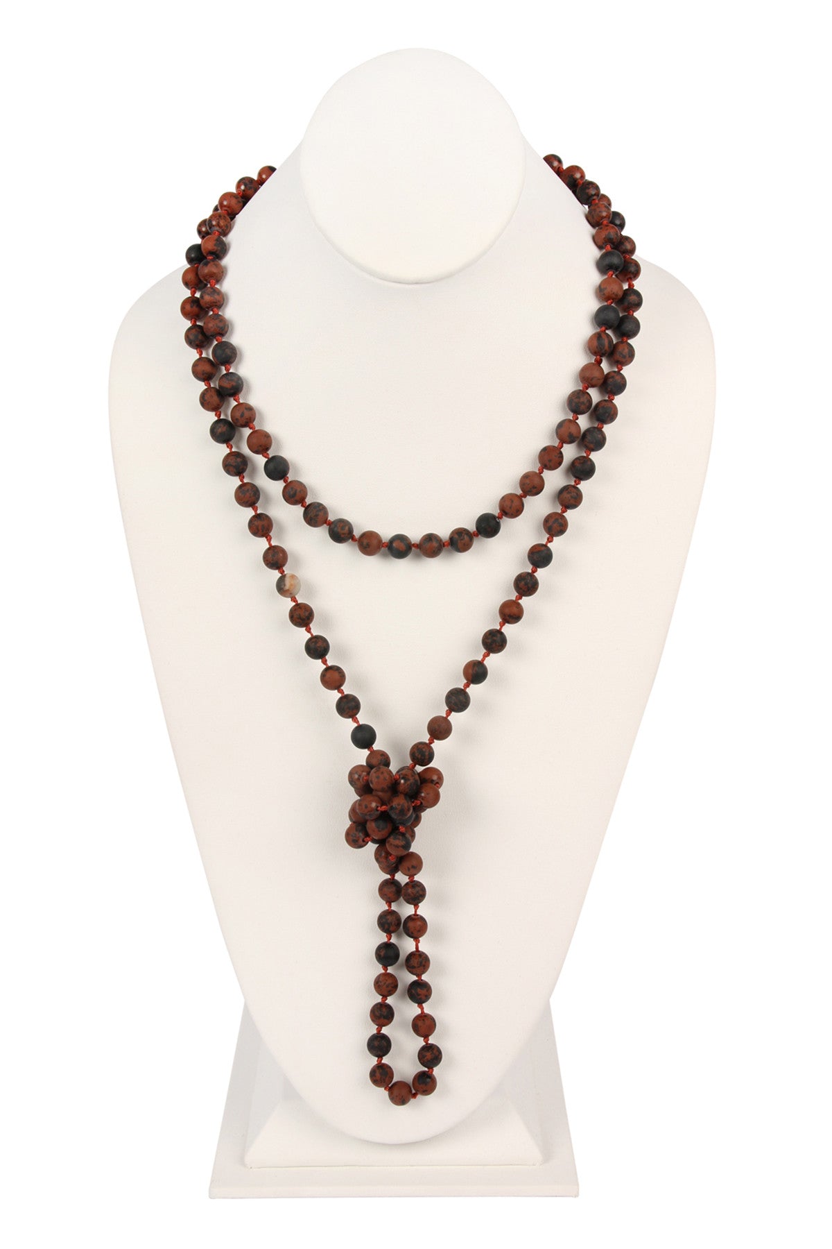 Pack of 6 Dark Brown Hand - Knotted Long Necklaces Crafted from Natural Stone