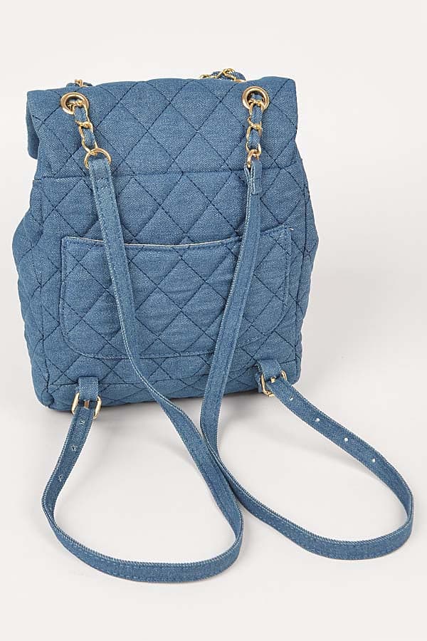 Light Blue 7401 Quilted Denim Backpack - Set of 3