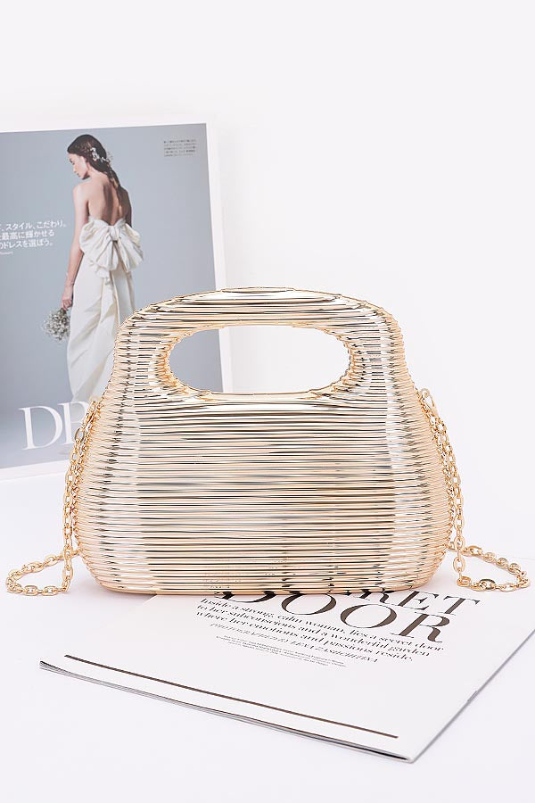 Set of 3 Metallic Gold Acrylic Clutches - 7256 Model
