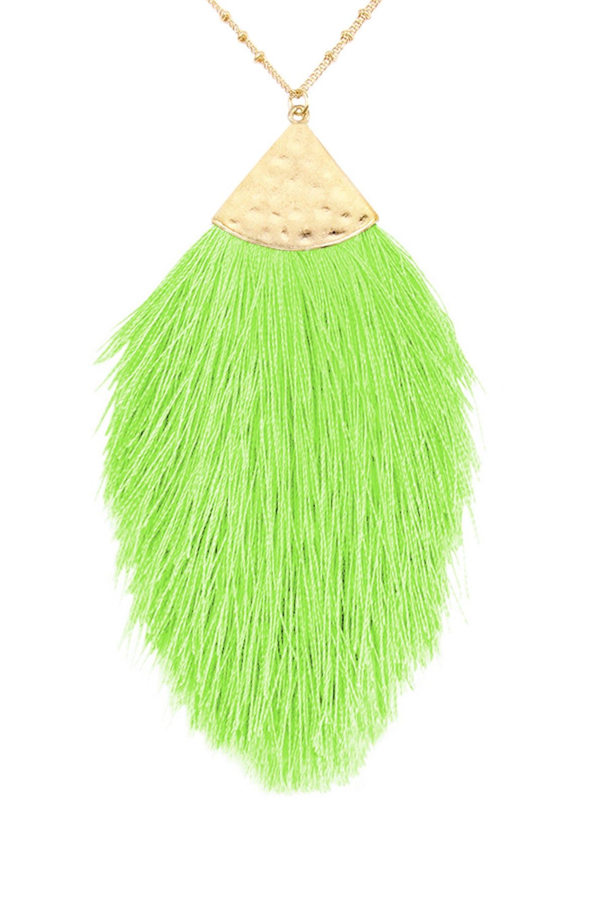 Set of 6 Neon Green Tassel Pendant Necklaces for Fashion