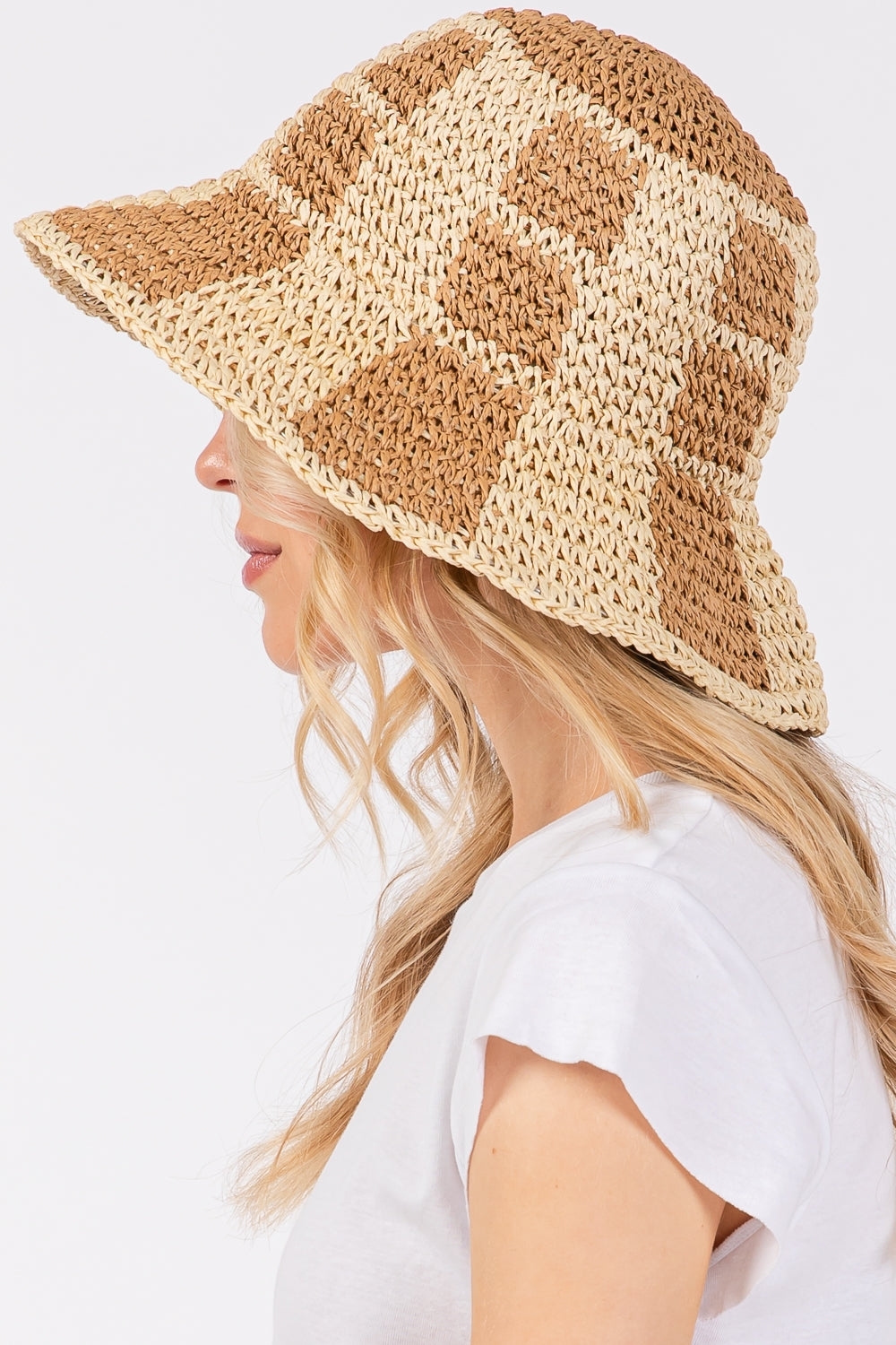 6-Pack Taupe Color-Blocked Two-Tone Paper Bucket Hats