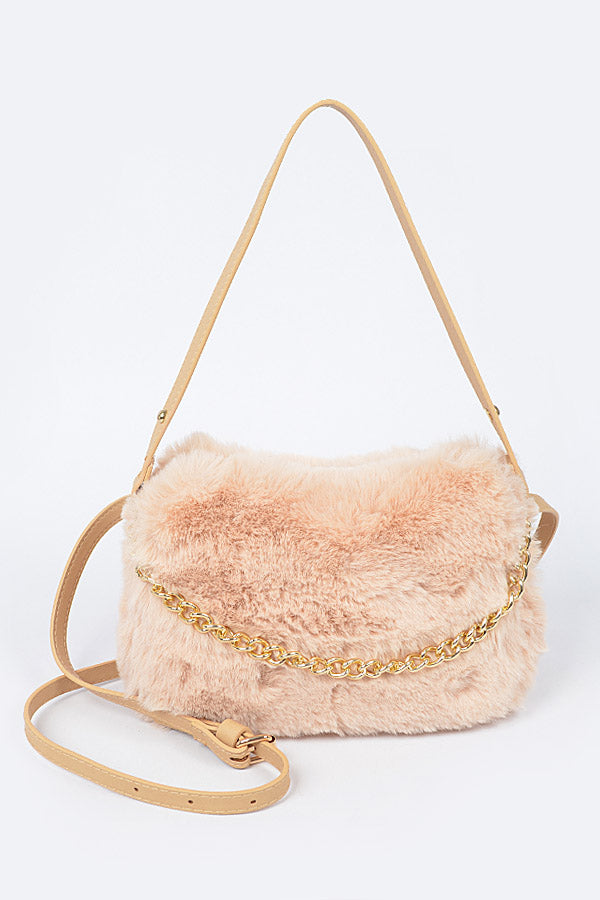 Pack of 3 Nude 8383 Faux Fur Shoulder Bags