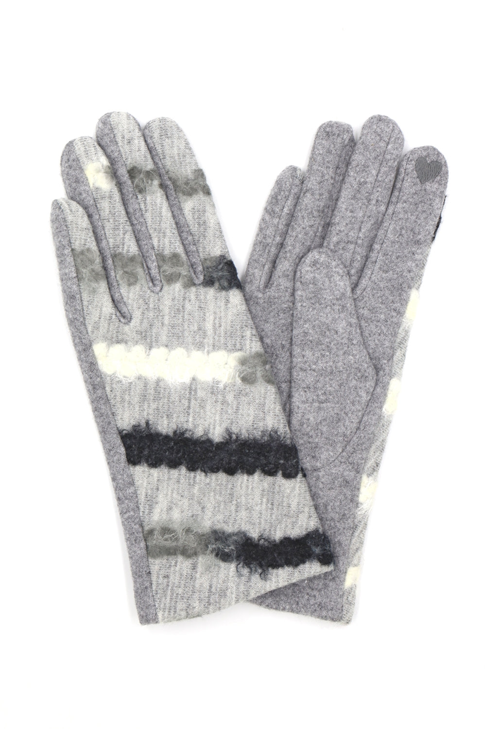 Smart Touch Gray Multicolor Yarn Pattern Gloves - 6-Pack