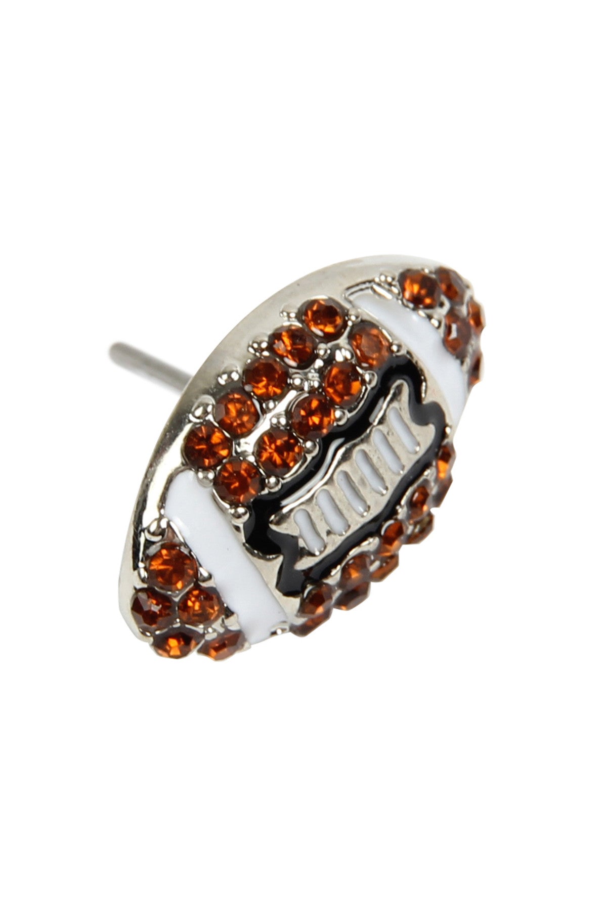 Brown Football - Shaped Rhinestone Stud Earrings - Set of Six Pieces