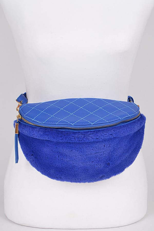 Fashionable 3717 Cobalt Faux Fur Fanny Pack - Set of 3