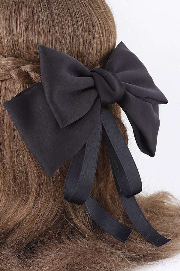 Pack of 6 Classic Black Ribbon Drop Hair Clips - Style 2768