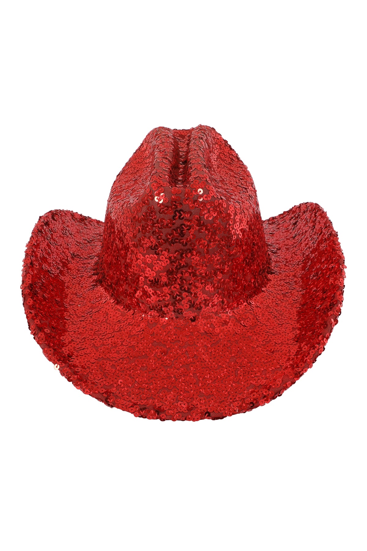 Red Glitter Solid - Color Fedora Cowboy Hats - Set of 6