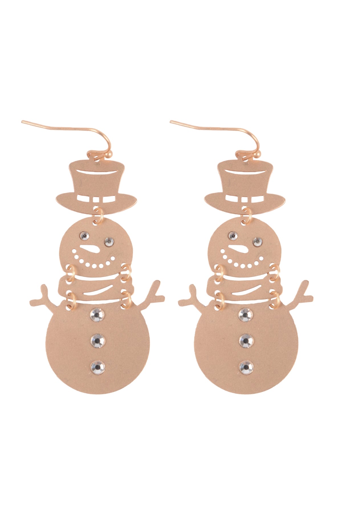 Matte Gold Snowman Filigree Fish Hook Earrings - Set of 6