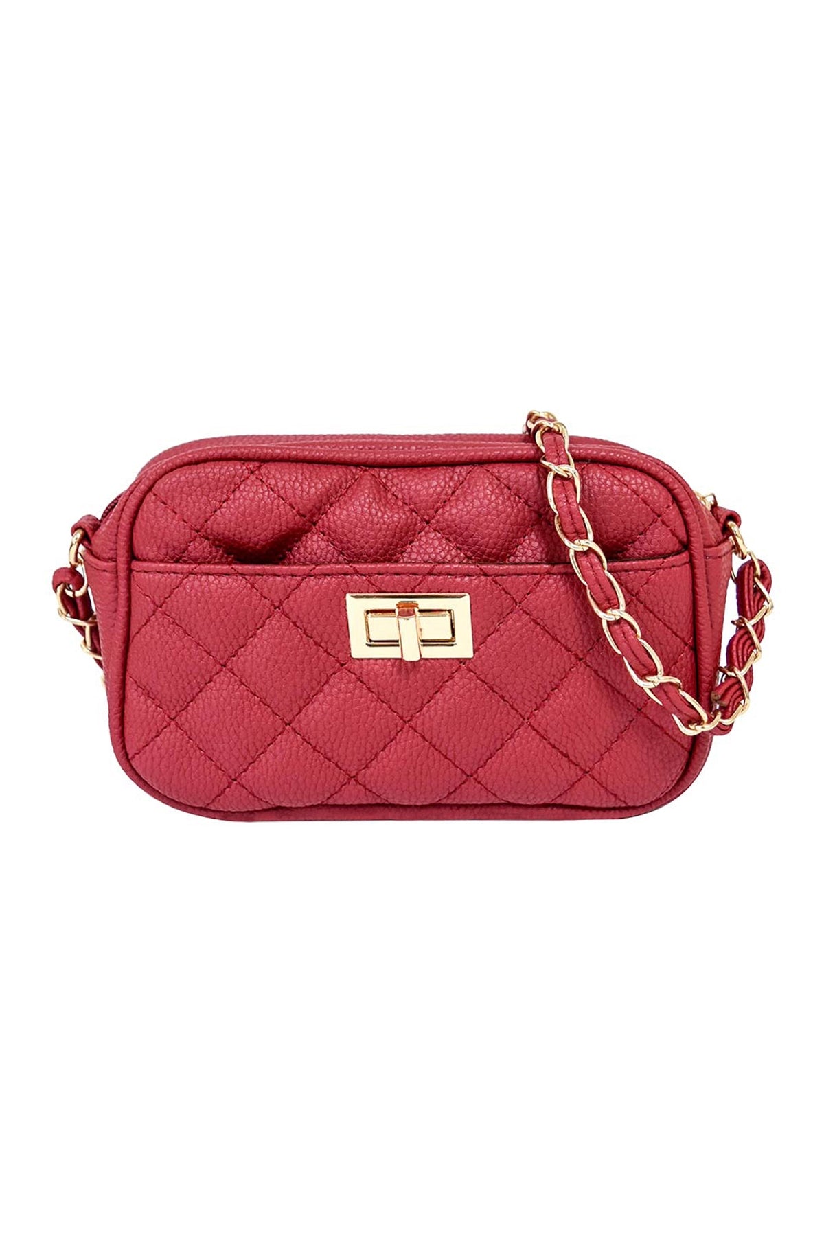 Stylish Red Quilted Crossbody Camera Bags - Set of 6