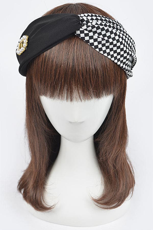 Black 8112 - Set of 6 Mixed Metal Headbands with Pearl