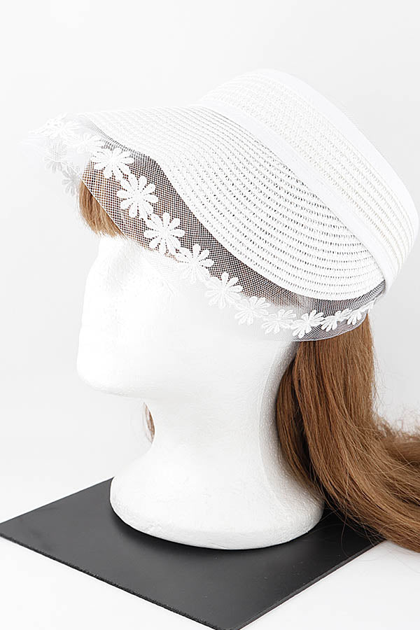Pack of 6 Ivory Flower Lace Visor Hats - Product 480014