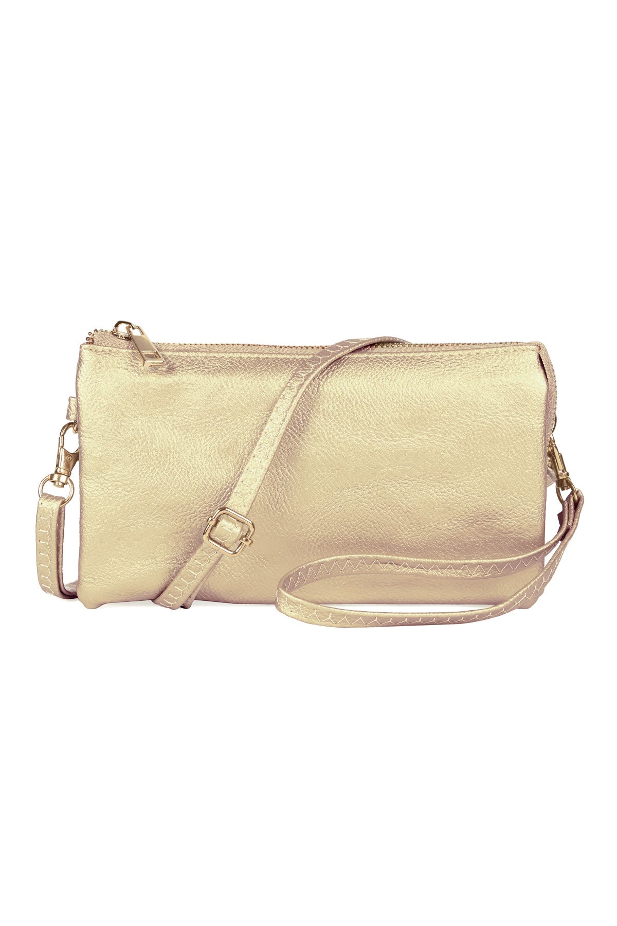 Set of 6 Gold Leather Crossbody Bags with Wristlets