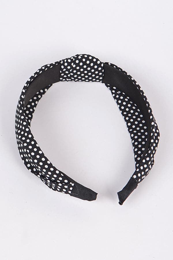 Pack of 6 Black 6928 Polka Dot Headbands