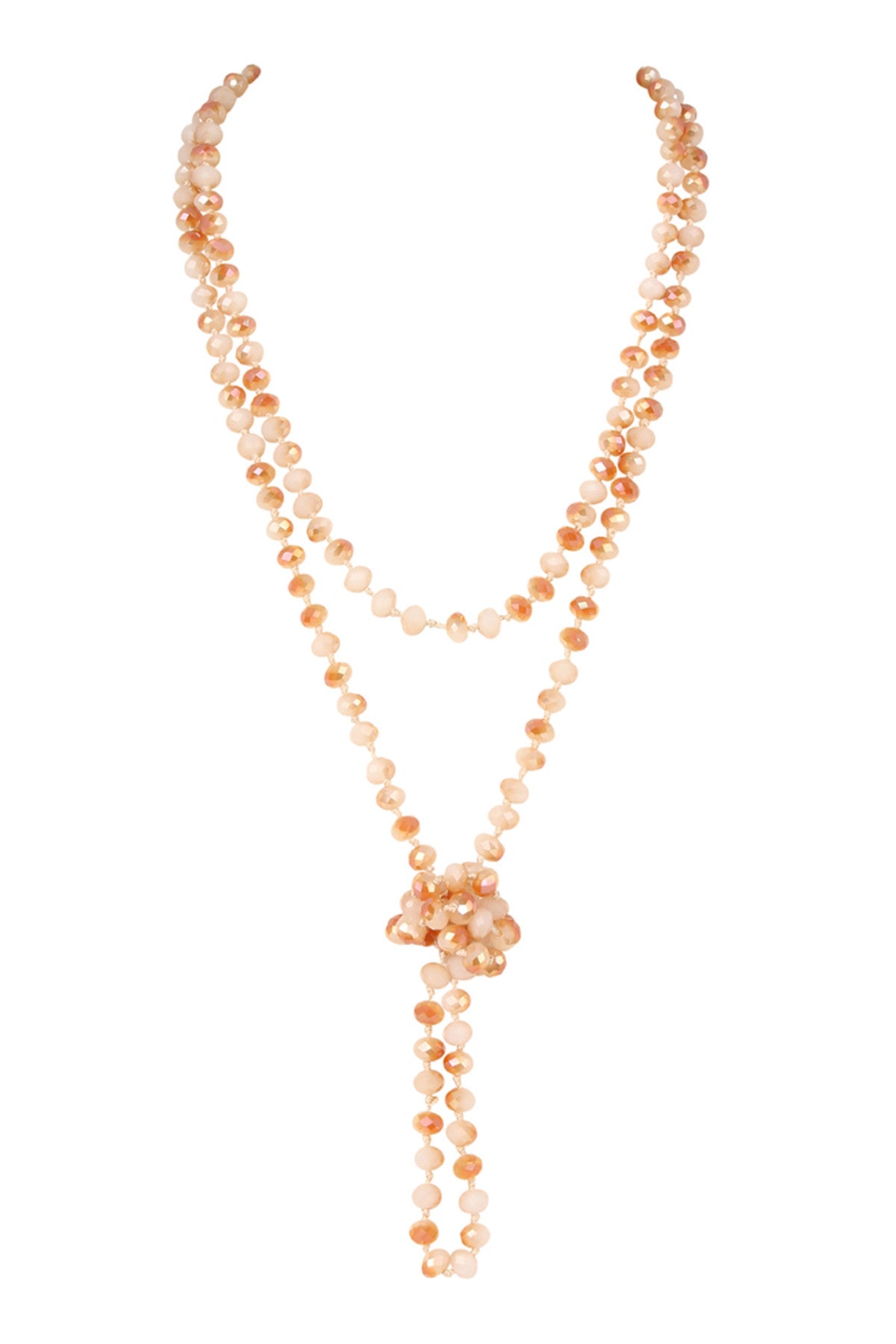 Set of 6 Hand - Knotted Light Brown Longline Necklaces