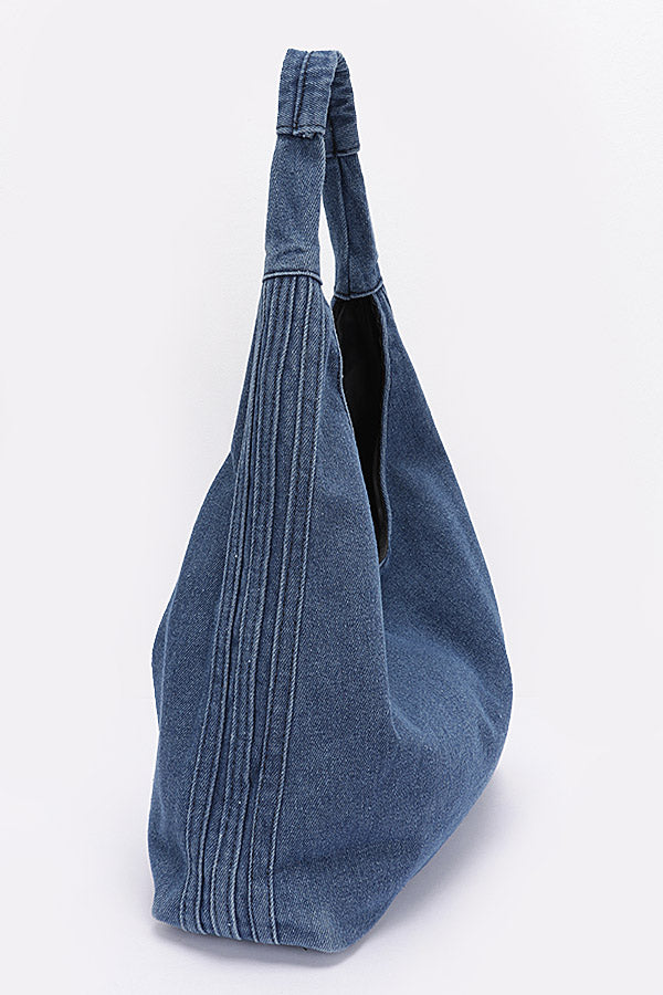 Set of 3 Stylish Black 7811 Denim Hobo Bags