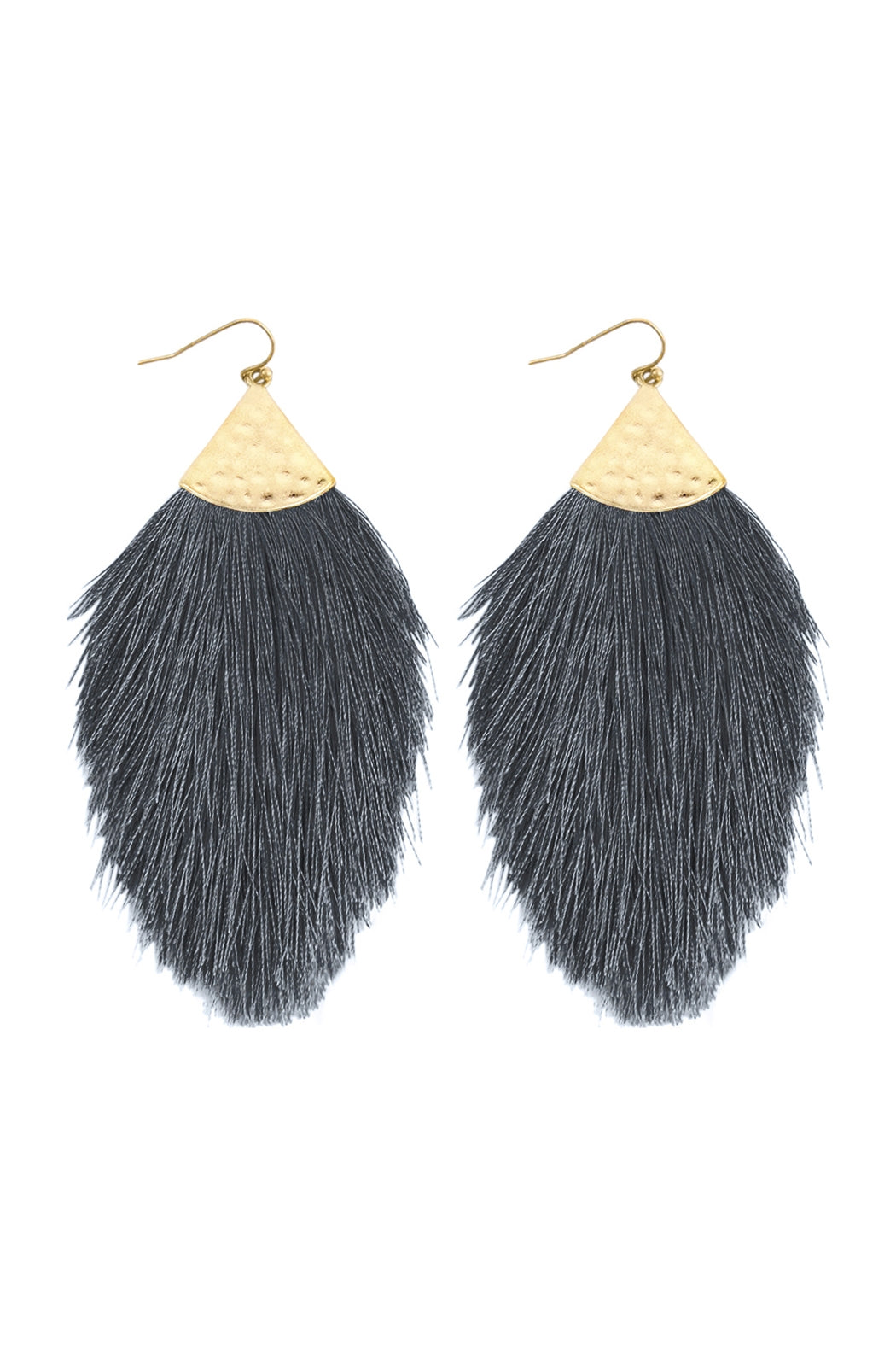 Set of 6 Dark Gray Tassel Dangle Earrings with 3' Drop