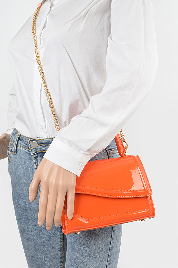 Set of 3 Nude 6865 Enamel Faux Leather Top Handle Bags