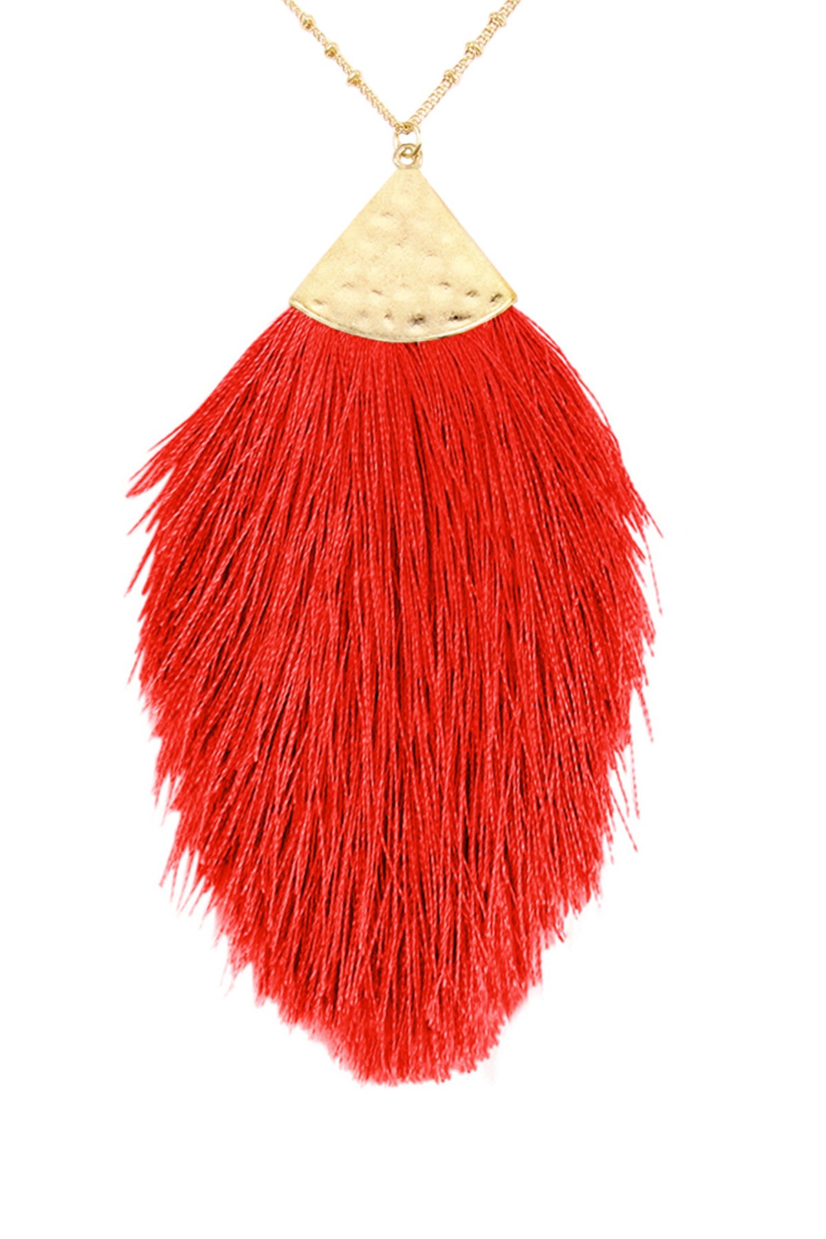 Set of 6 Red Tassel Pendant Necklaces with 30' Length