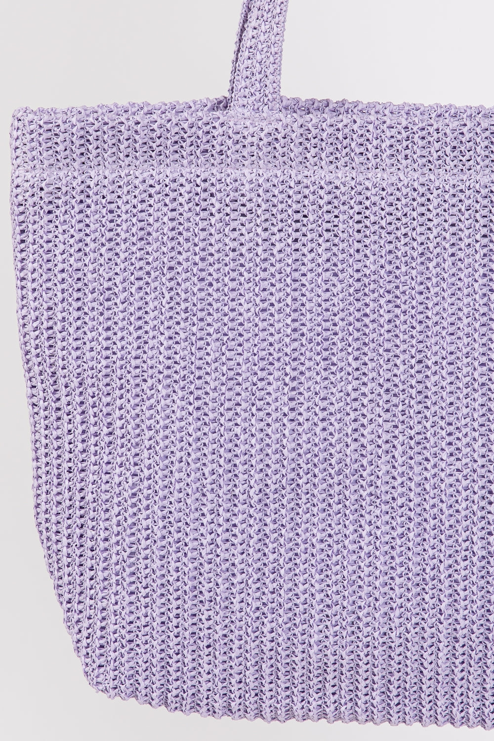 Purple Solid Crochet Straw Handbag with Zipper Closure and Inner Pocket - Set of 6