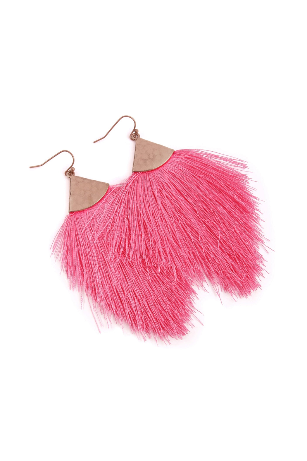 Fashionable Fuchsia and Hot Pink Tassel Drop Earrings - Set of Six Pieces