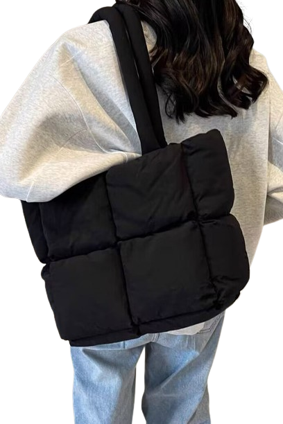 Set of Three 1611 Gray Nylon Quilted Padded Tote Bags