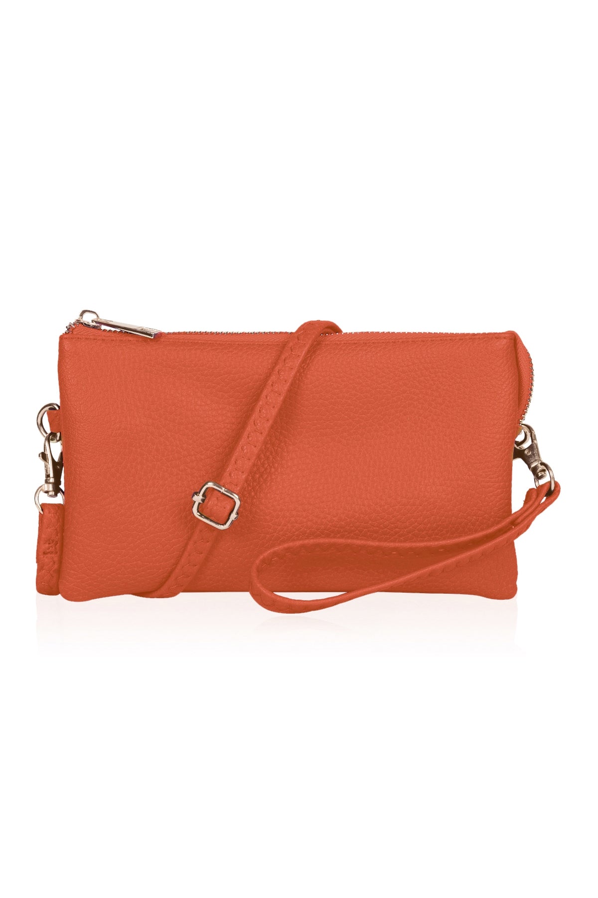 Set of 6 Orange Faux Leather Crossbody Bags with Wristlets