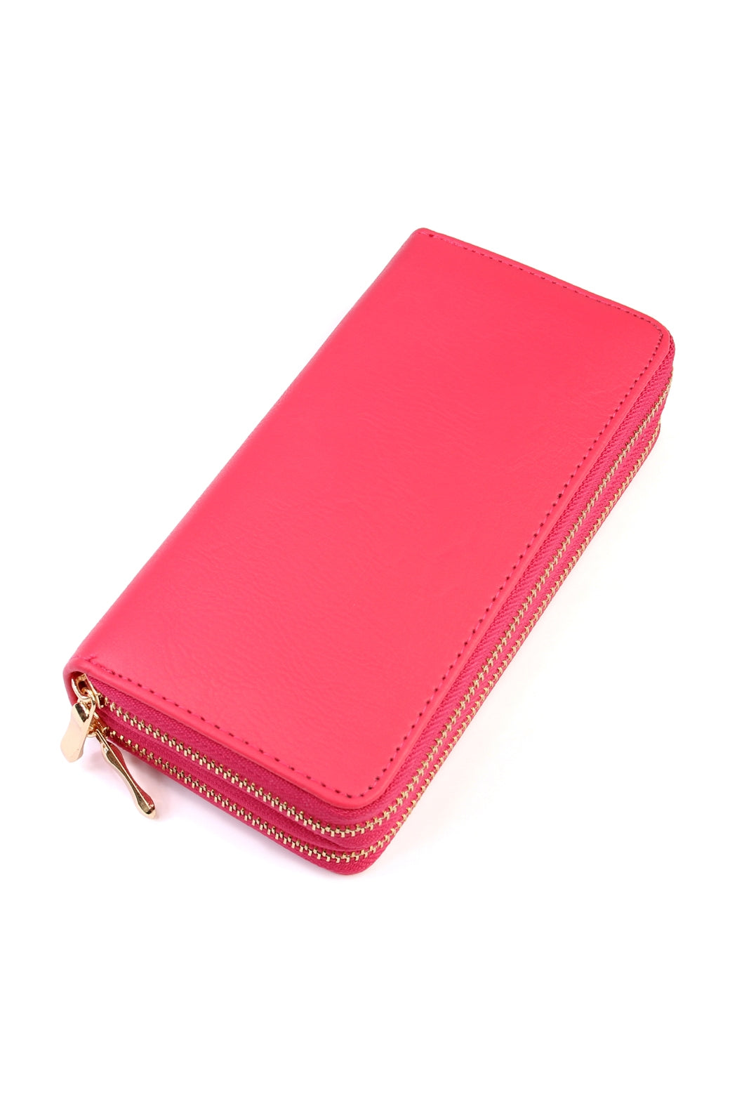 Set of 6 Fuchsia-Colored Double Zippered Wallets