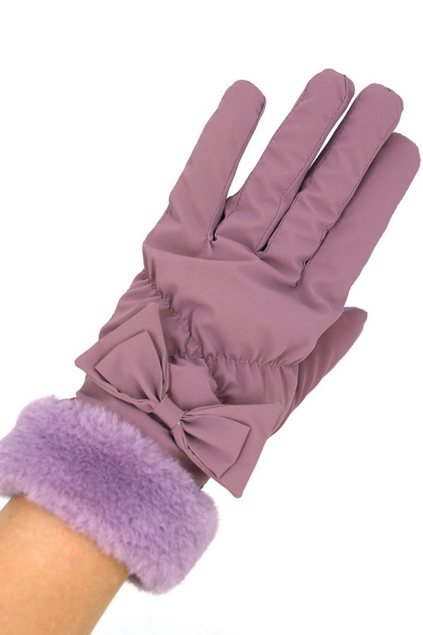 Pack of 6 Smart 6700 Purple Bow and Faux Fur Cuff Gloves
