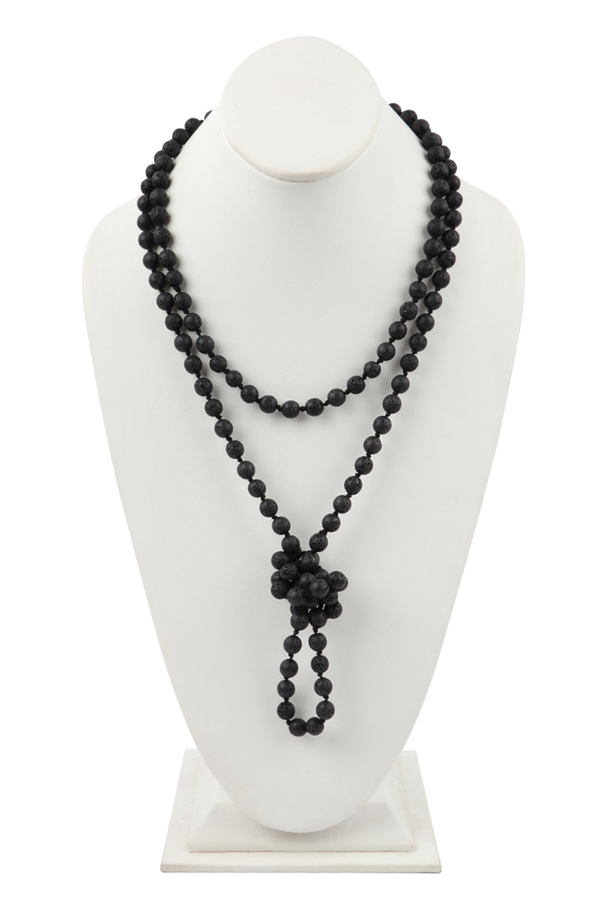 Lava Black Handmade Long Natural Stone Necklace - Set of 6 Pieces Ideal for Fashion Accessories