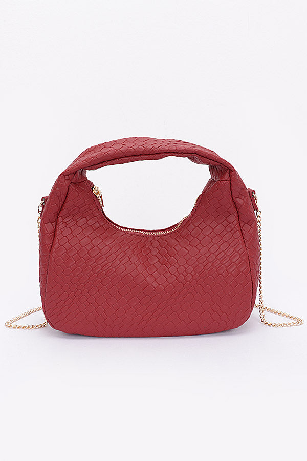 Set of Three 7926 Burgundy Pleated Faux Leather Crossbody Bags
