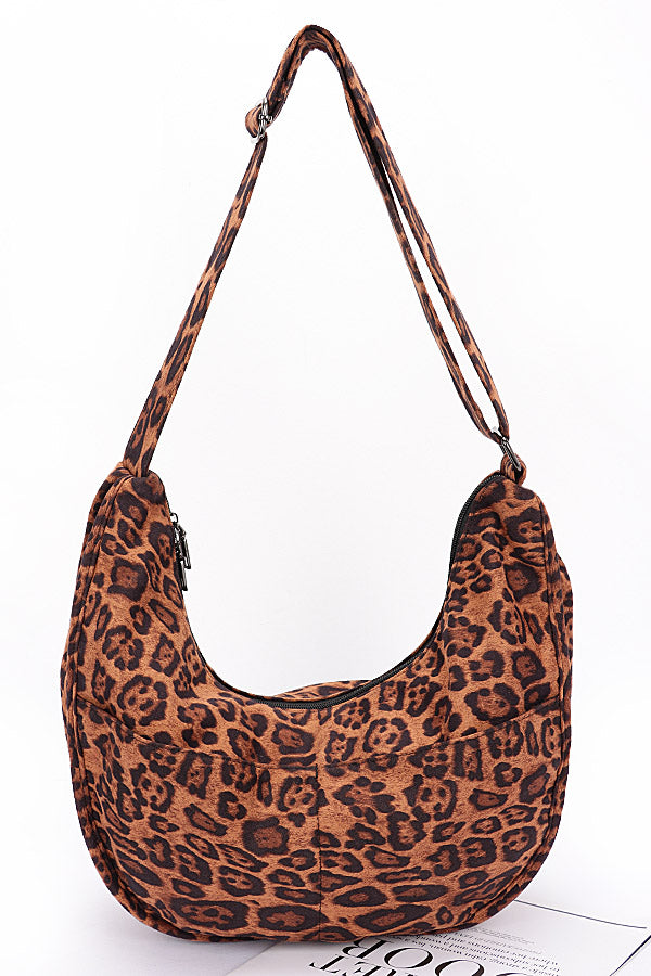 Set of 3 Leopard Print 6911 Faux Suede Crossbody Bags