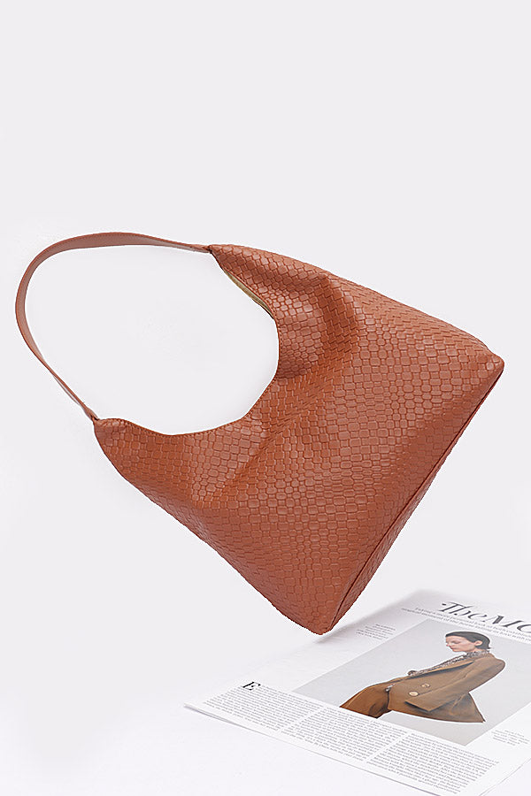 Set of Three 8711 Khaki Embossed Faux Leather Shoulder Bags