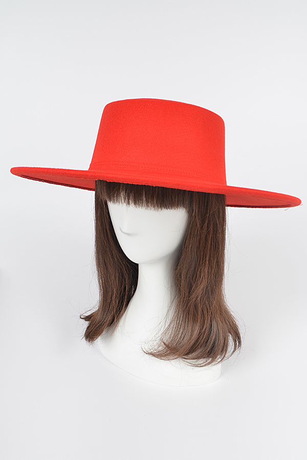 Set of 6 Stylish 4951 Red Wide Brim Flat Top Hats
